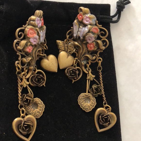 Bracelet Vintage Fait Main 2000 - Cœur Fleur Papillon - Cuivre Doré - Femme